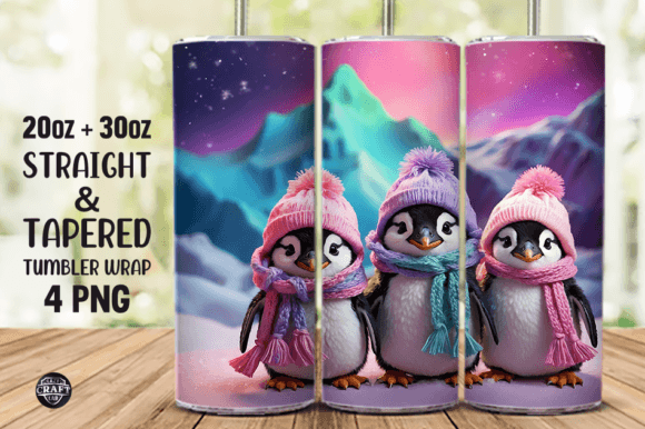 Baby Penguins Tumbler Wrap 20oz PNG: Graphics for Tumbler Wraps