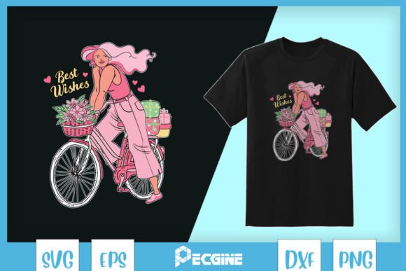Best Wish Bicycle Floral Girl Bike SVG Graphics