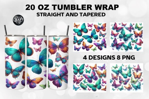 Butterfly Skinny Tumbler Wrap 20oz PNG Graphics