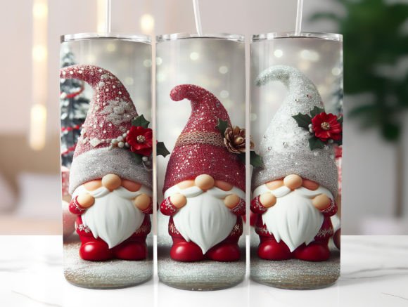 Christmas Gnomes Tumbler Wrap PNG: Graphics for Festive Local Branding