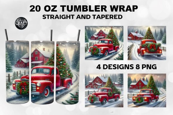 Christmas Skinny 20oz Tumbler Wrap PNG Graphics