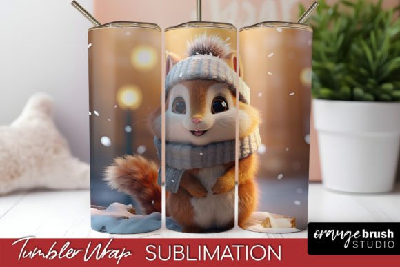 Christmas Squirrel Tumbler Wrap Graphics