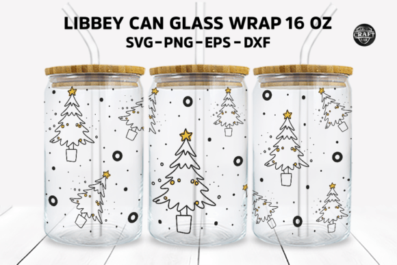 Christmas Tree Libbey Can Glass SVG 16oz Graphics