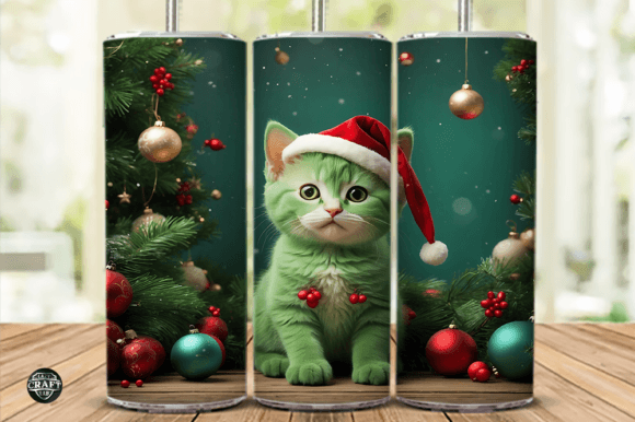 Cute Cat Christmas Skinny Tumbler Wrap Graphics