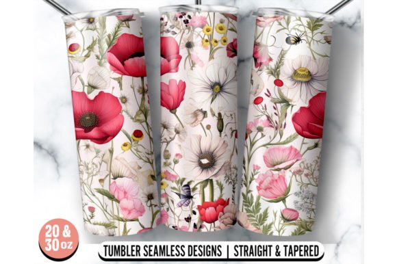 Flowers 20oz 30oz Skinny Tumbler Wrap