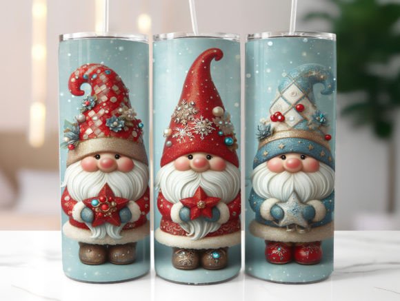 Glitter Christmas Gnomes Tumbler Wrap: Graphics for Festive Branding