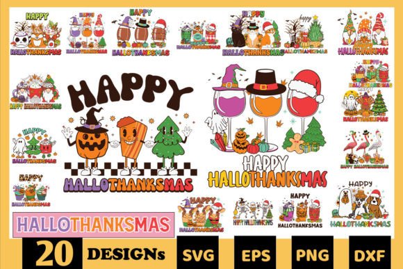 Happy Hallothanksmas SVG Bundle for Crafts and Graphics