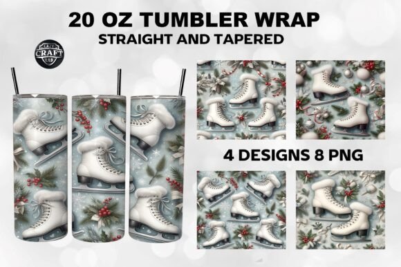 Ice Skates Tumbler Wrap: Graphics for Winter-Themed Tumbler Wraps