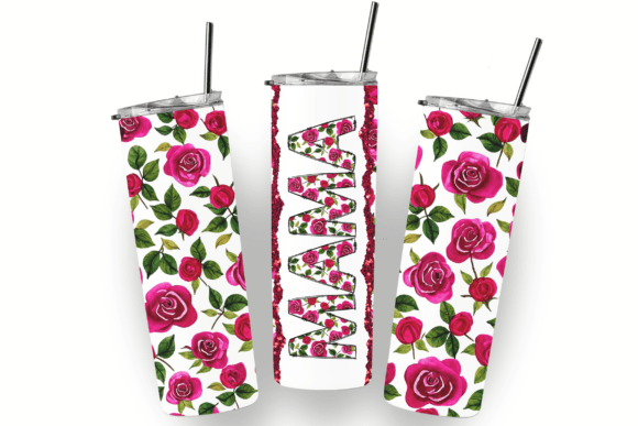 MAMA Tumbler: Pink Roses Skinny Tumbler Graphics for Crafts