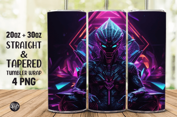 Neon Alien Skinny Tumbler Wrap 20oz PNG Graphics