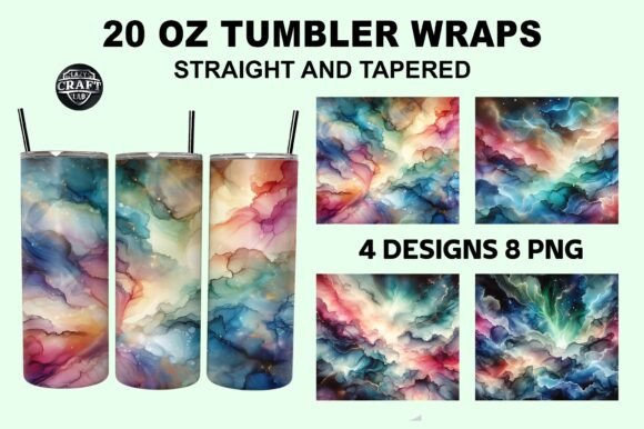 Northern Lights Alcohol Ink Tumbler Wrap Graphics