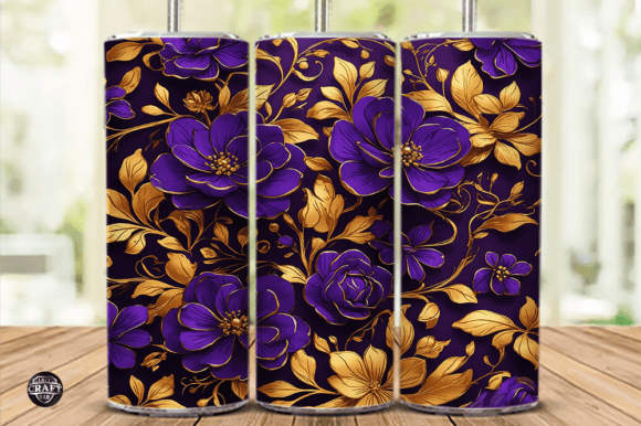 Royal Purple Gold Floral Tumbler Wrap: Graphics & Tumbler Wraps