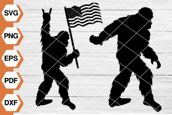 Sasquatch with American Flag SVG EP126: Bold Graphics