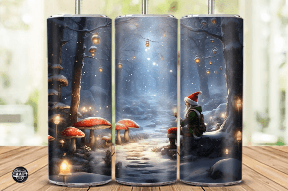 Snow Winter Forest Christmas Tumbler PNG: Graphics & Tumbler Wraps