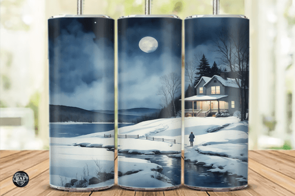 Snowy Landscape Christmas Tumbler Wrap: Graphics for Tumbler Wraps