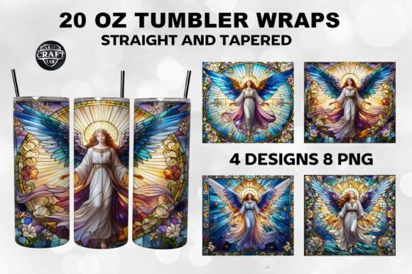 Stained Glass Angel Graphics for Tumbler Wraps