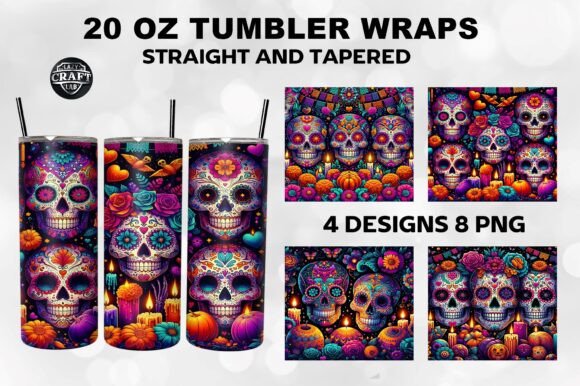 Sugar Skull Halloween Tumbler Wrap 20oz Graphics