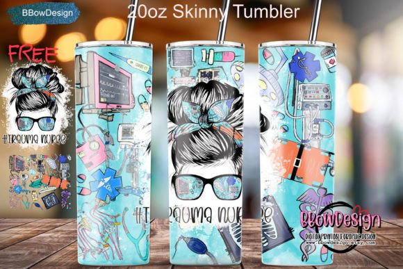 Trauma Nurse 20oz Skinny Tumbler Graphics