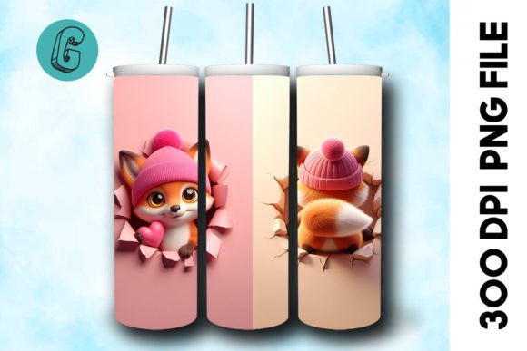Valentine Fox Tumbler Wrap 2 Side 29 Graphics & Backgrounds