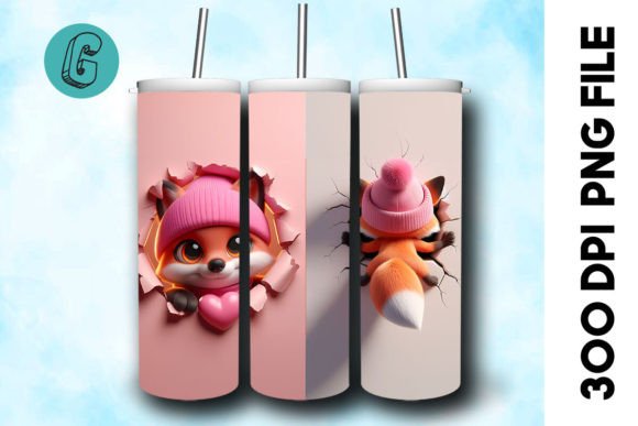 Valentine Fox Tumbler Wrap 2 Side 35 Graphics & Backgrounds