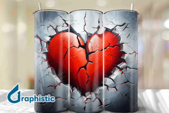 Valentine Heart Break Tumbler Wrap 26 Graphics & Illustrations